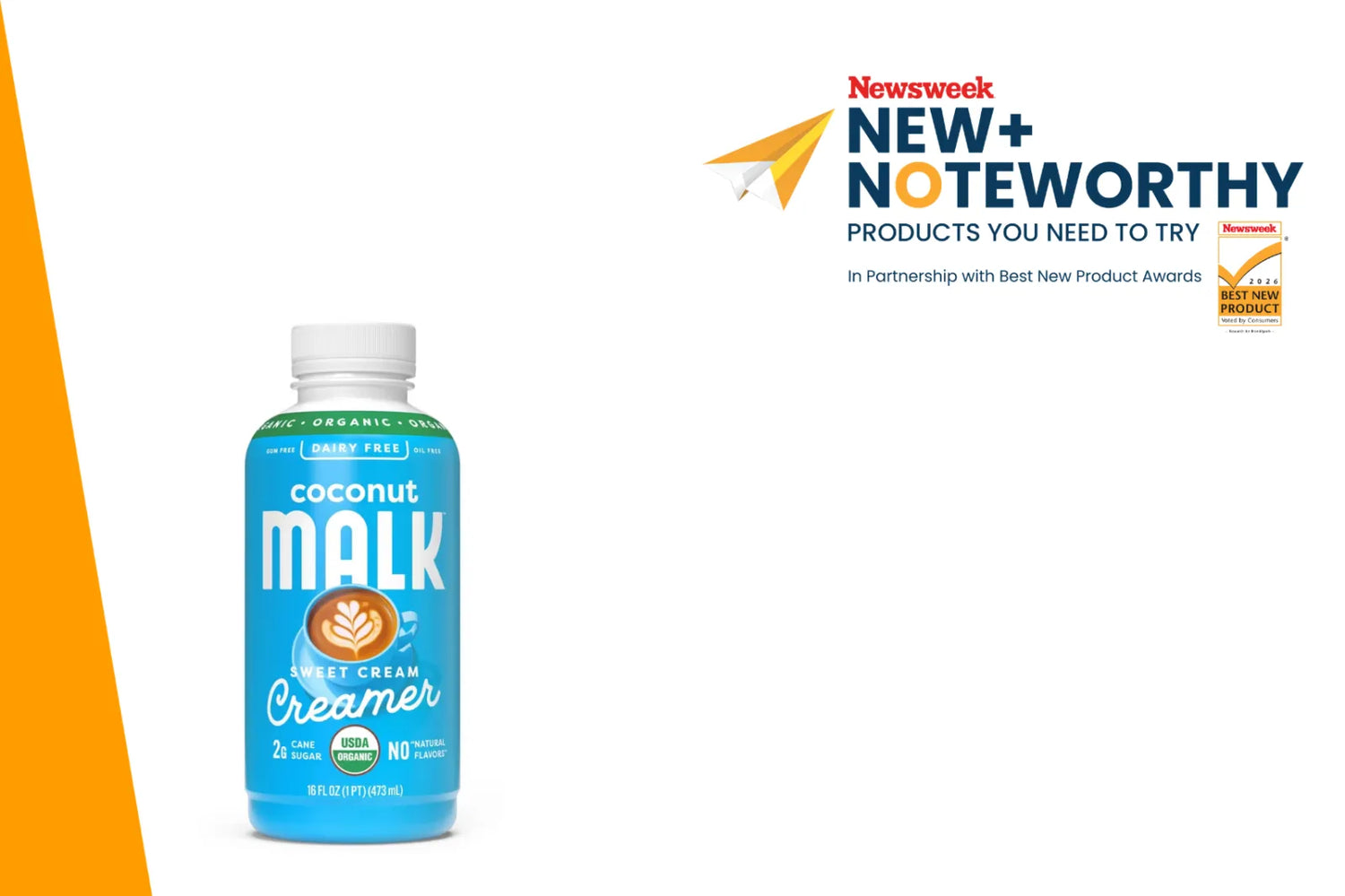 MALK Sweet Cream Coconut Creamer featured on Newsweek New + Noteworthy Products you need to try