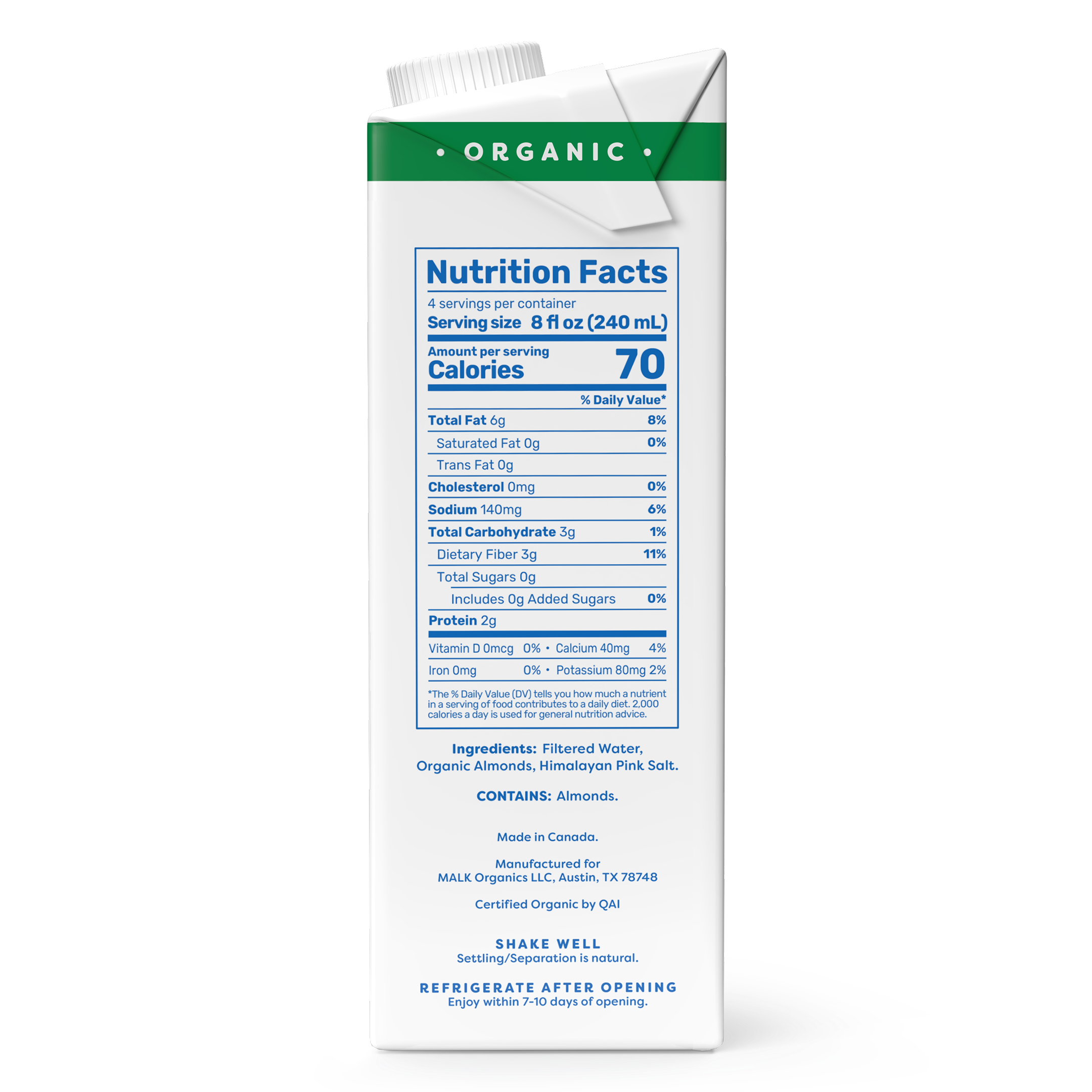Shelf-Stable Unsweetened Almond